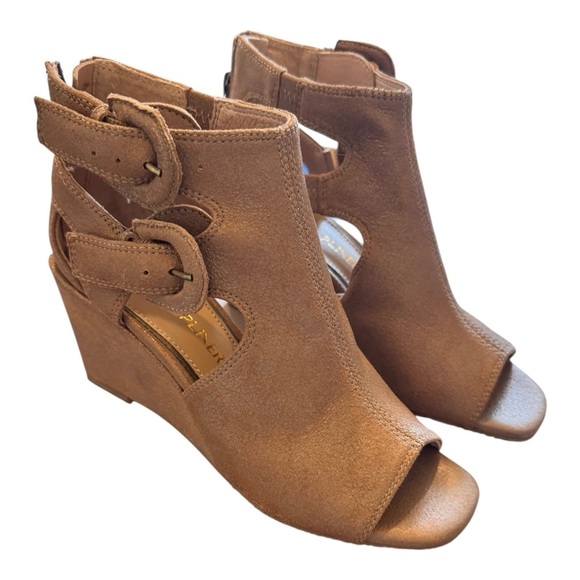 Donald J. Pliner PRISCILLA Leather Open Toe Wedge Sandals in Light Bronze NIB - Picture 2 of 6